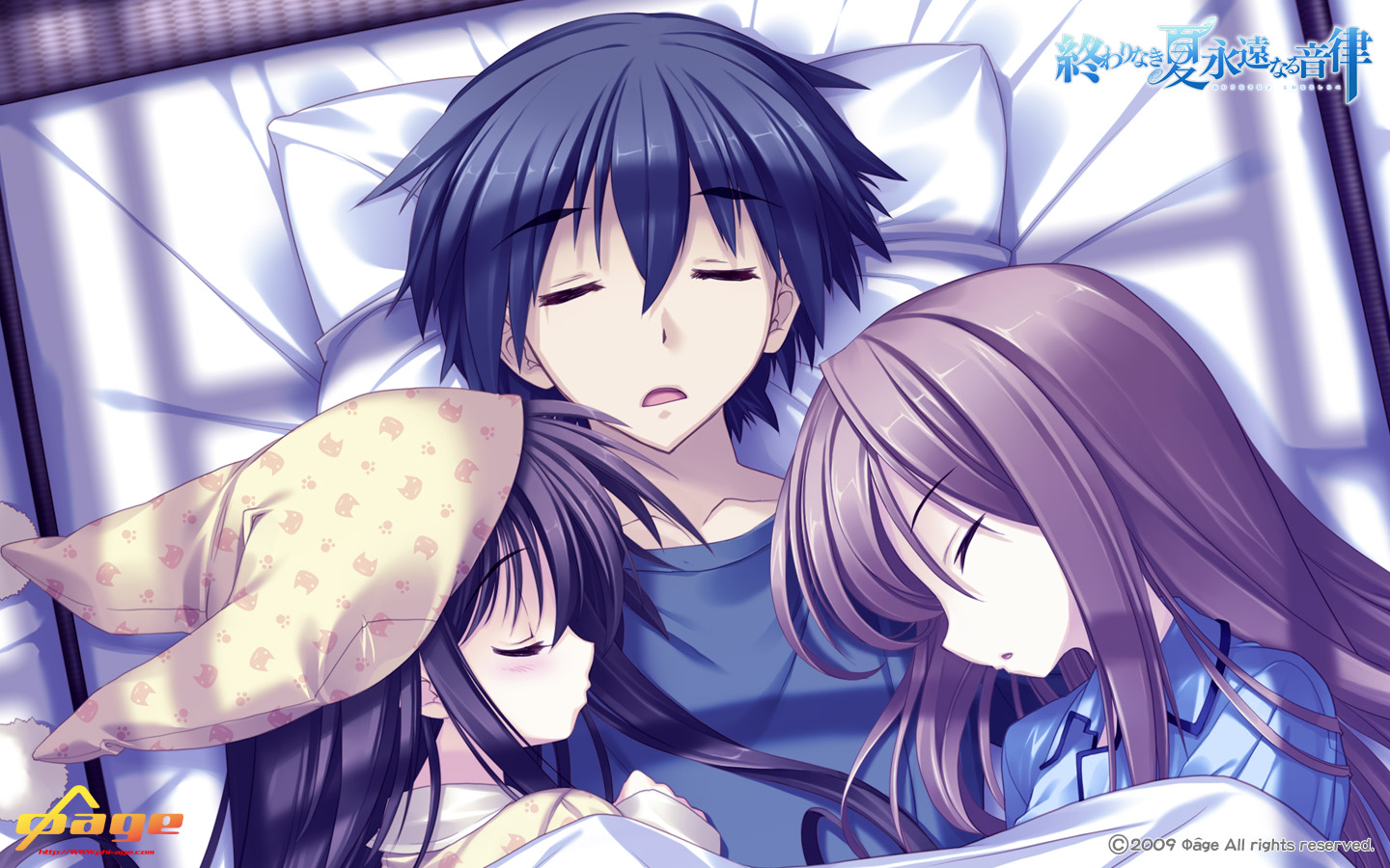 himukai_kyousuke, long_hair, owarinaki_natsu_towa_naru_shirabe, pajamas, sleeping, takanashi_mio