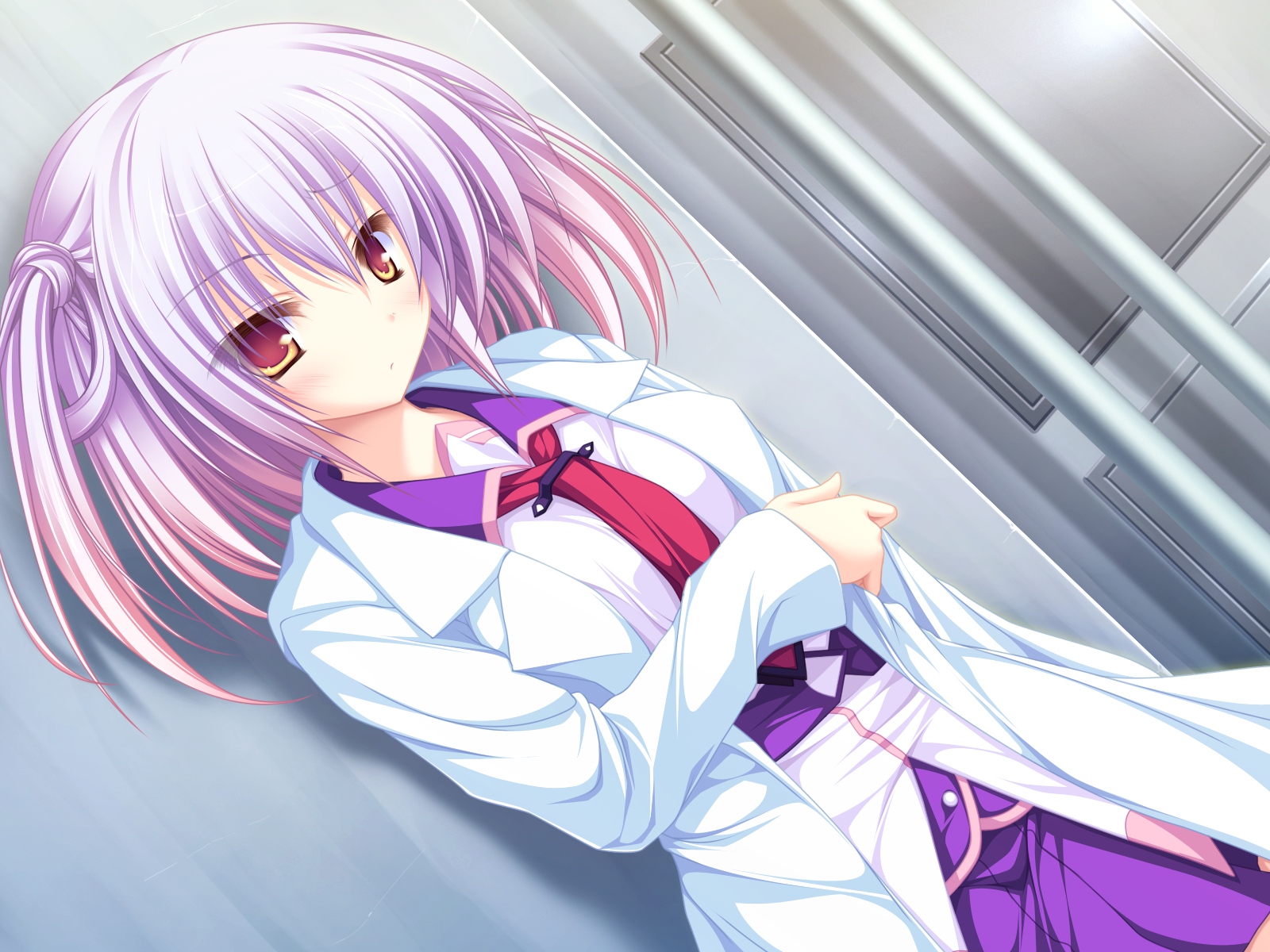 77, game_cg, gray_hair, mikagami_mamizu, school_uniform, short_hair, tsuneha_aki, whirlpool
