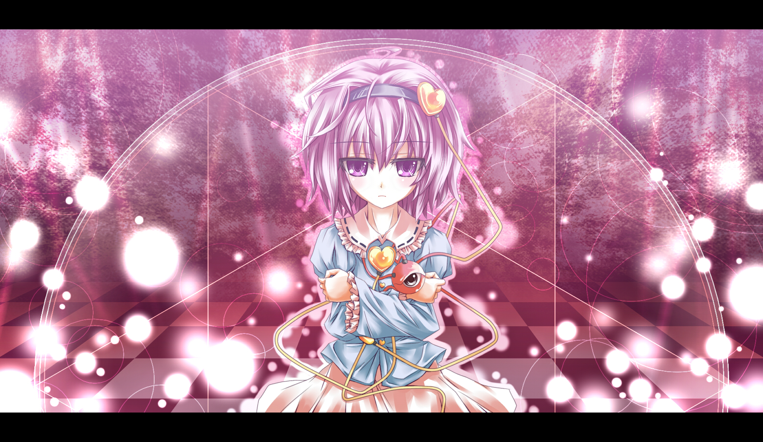 dress, headband, komeiji_satori, magic, pink_hair, purple_eyes, shake, short_hair