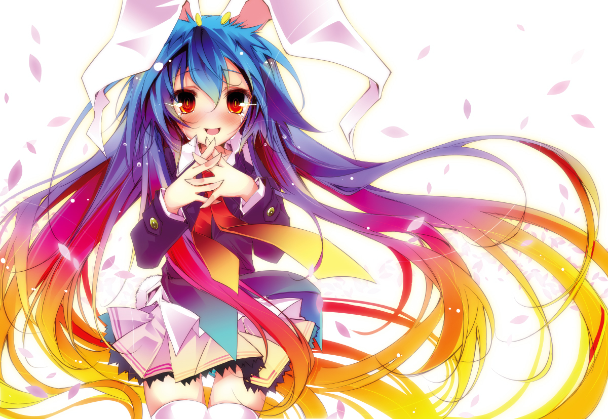 animal_ears, blonde_hair, blue_hair, blush, bunny_ears, bunnygirl, crying, kamiya_yuu