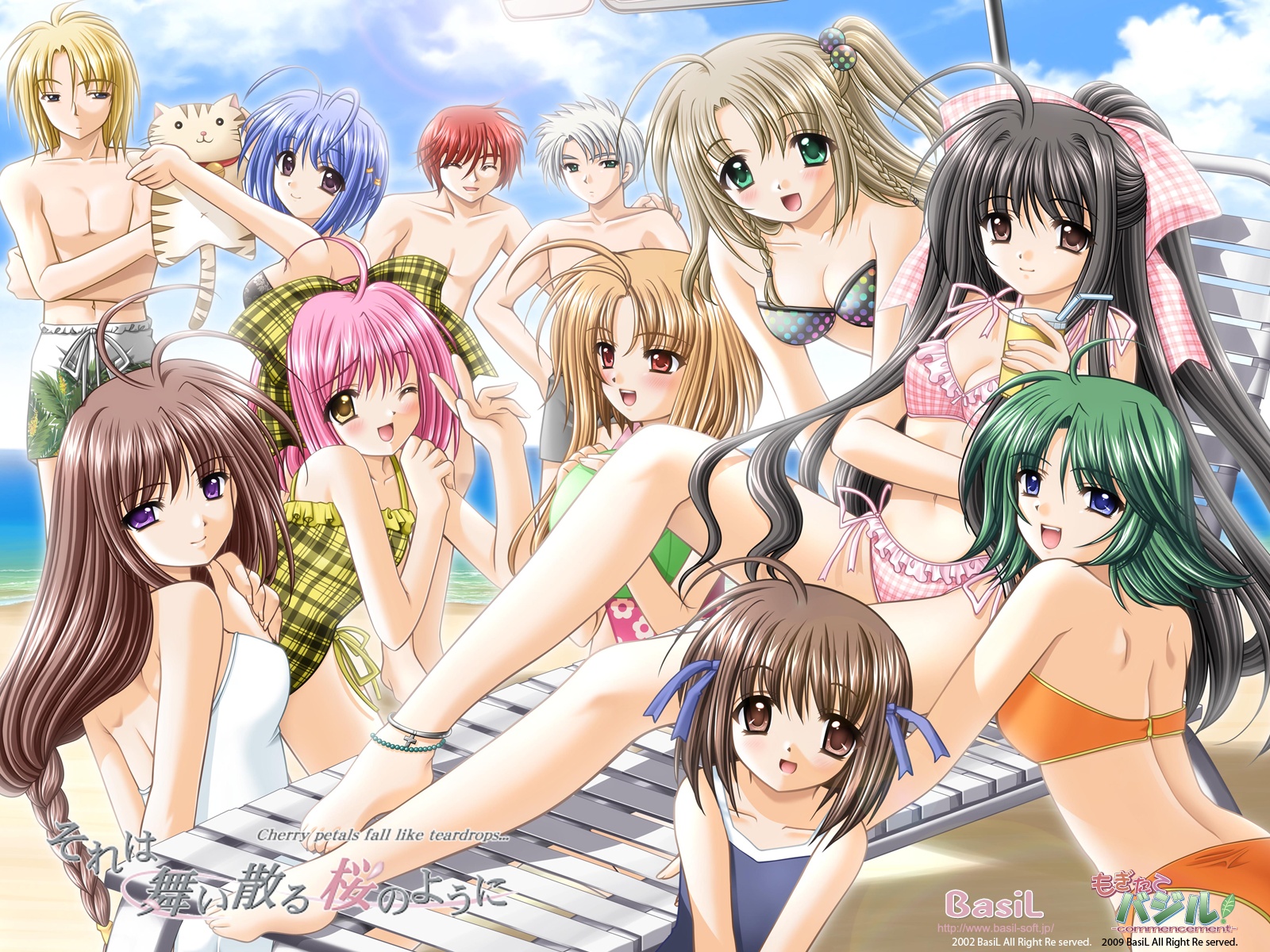 bikini, hoshizaki_nozomi, mori_aoba, nishimata_aoi, satomi_kodama, sore_wa_maichiru_sakura_no_you_ni, swimsuit, yaegashi_tsubasa