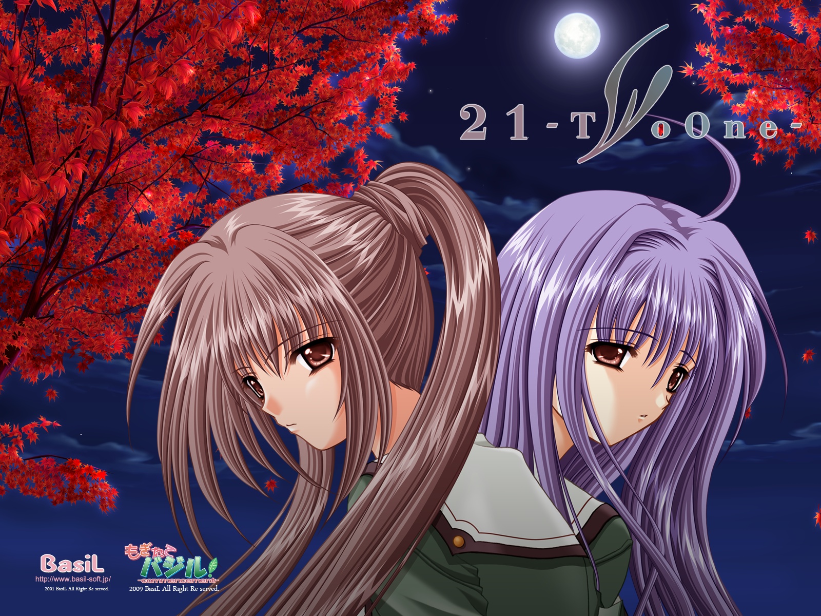 21, blue_hair, brown_eyes, brown_hair, futami_mao, futami_mio, long_hair, school_uniform