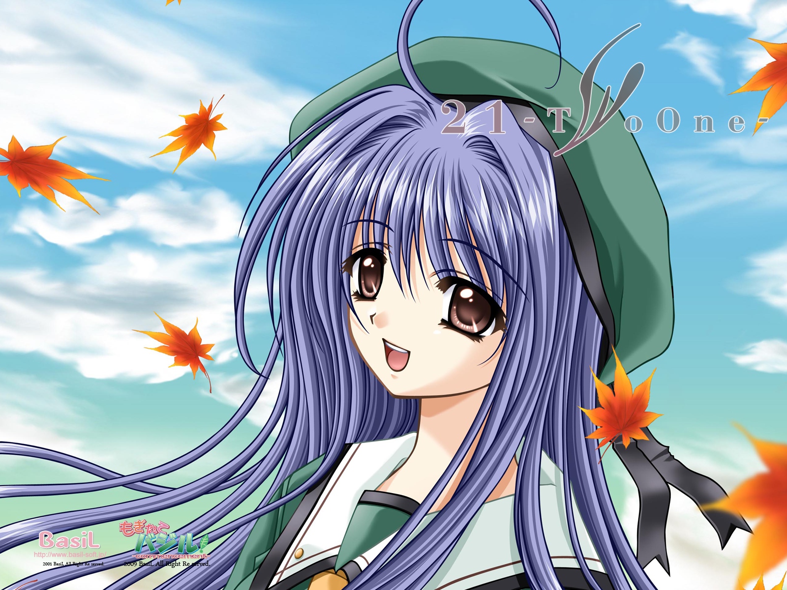 21, blue_hair, brown_eyes, futami_mio, long_hair, school_uniform