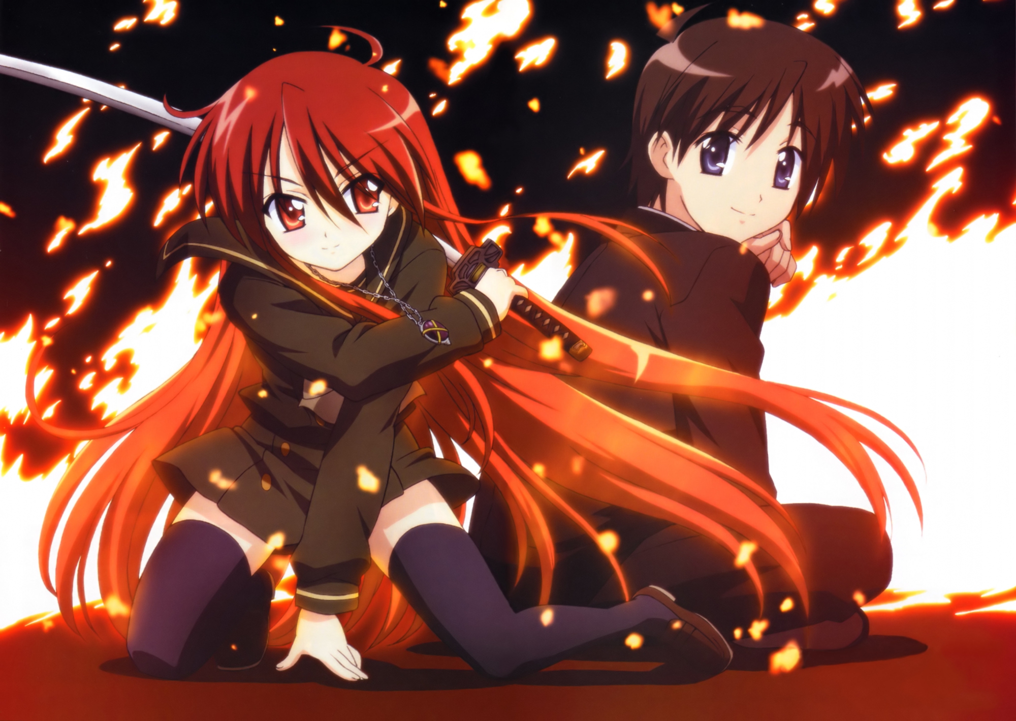 sakai_yuuji, shakugan_no_shana, shana, sword, thighhighs, weapon
