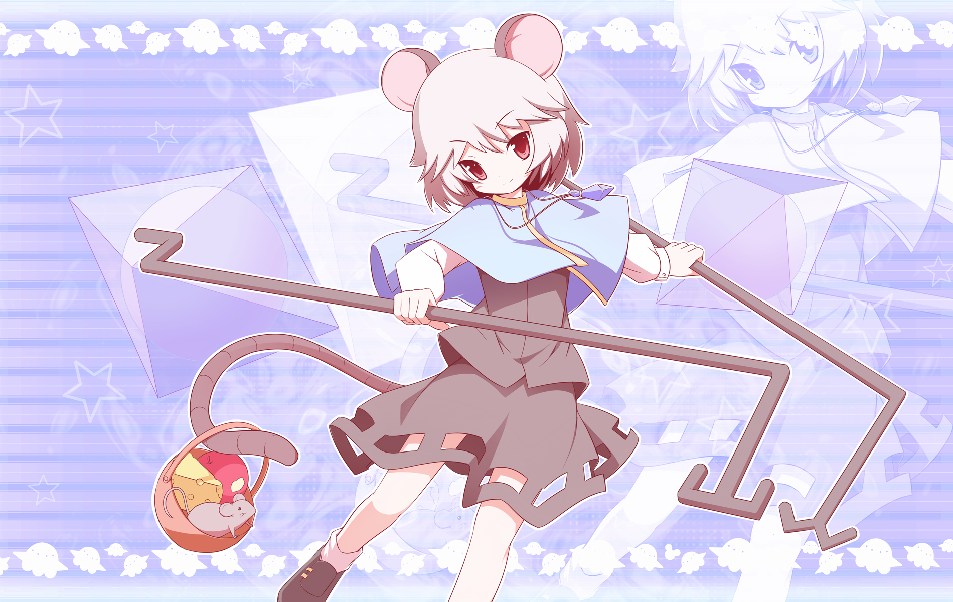 animal, animal_ears, gray_hair, machily, mouse, mousegirl, nazrin, red_eyes