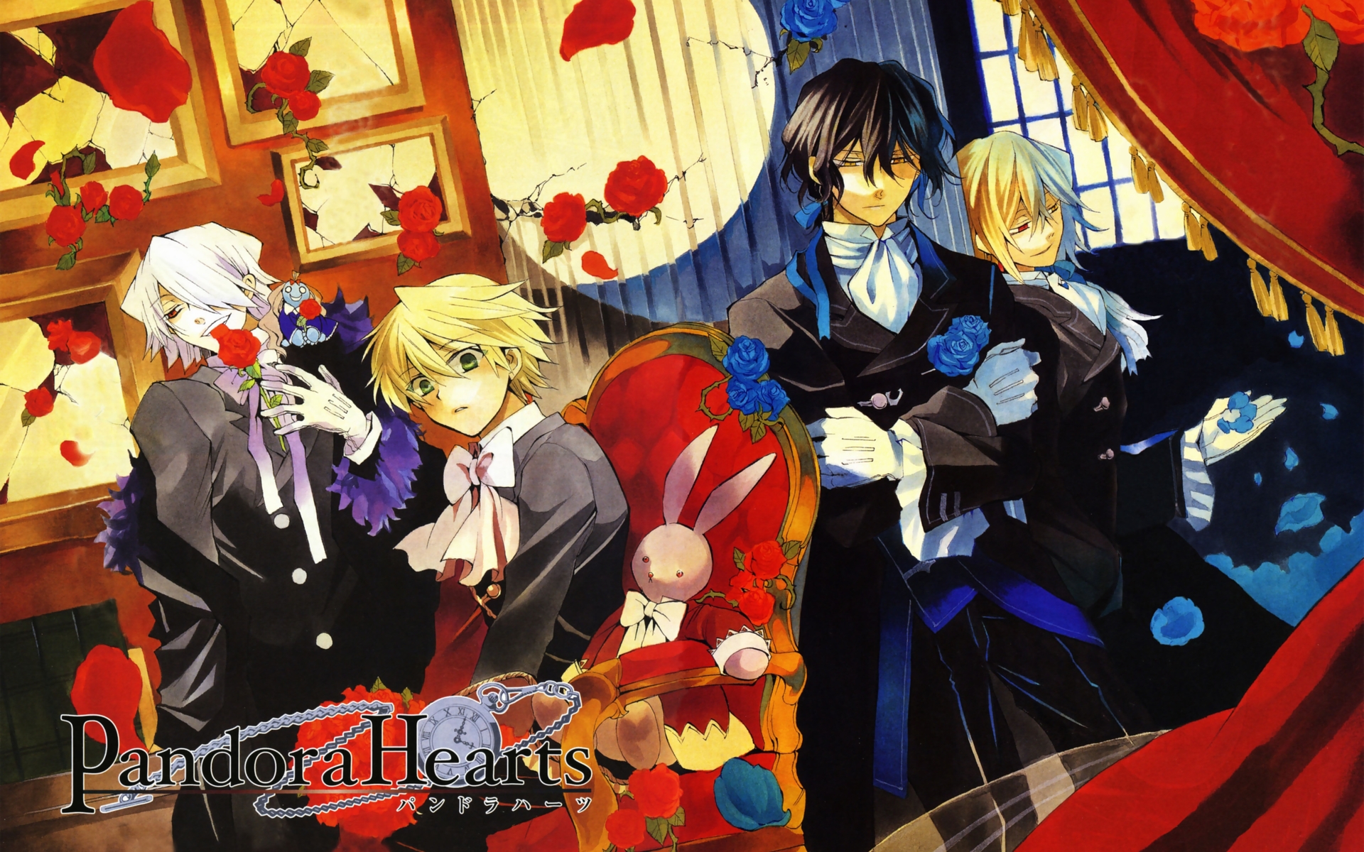 all_male, bunny, doll, emily_(pandora_hearts), gilbert_nightray, male, oz_vessalius, pandora_hearts