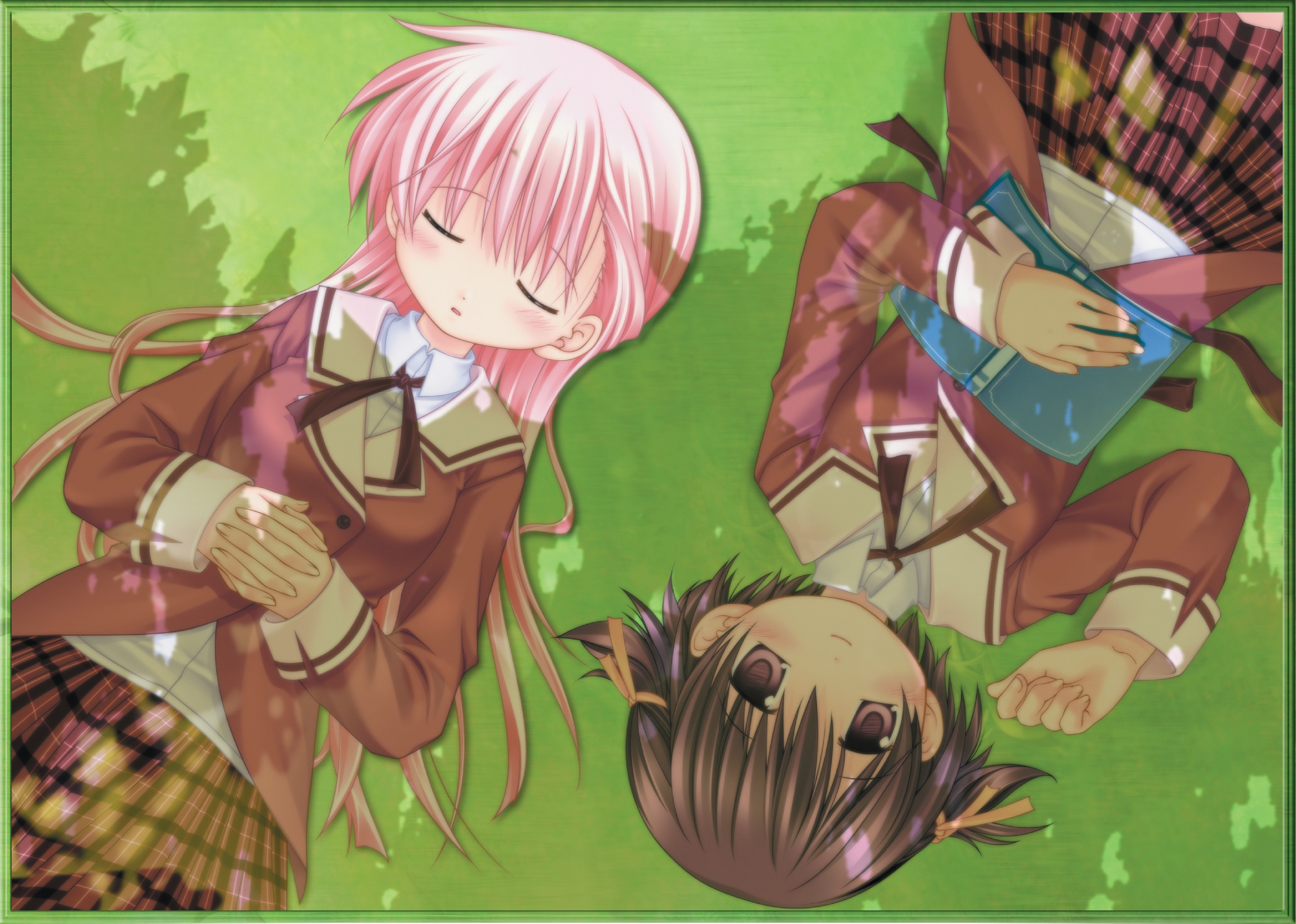 brown_hair, pink_hair, sanarara, school_uniform, shiina_nozomi, yuriko