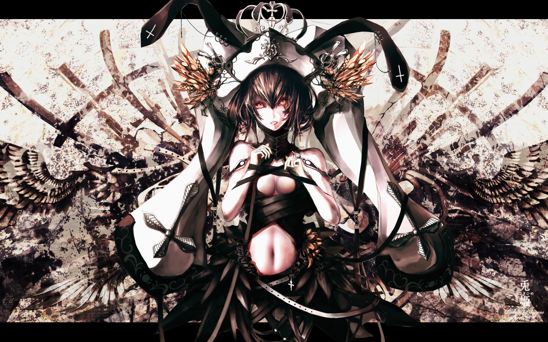 .hack//g.u., .hack//roots, banpai_akira, hat, i.s.w., navel, red_eyes, shino