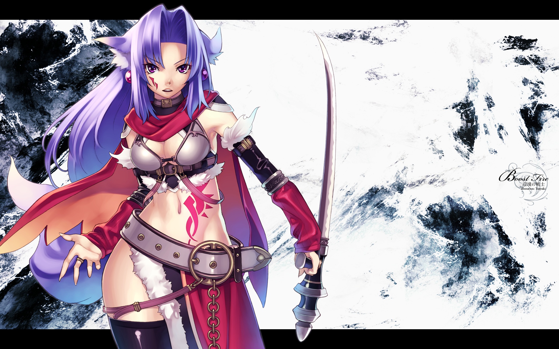 animal_ears, armor, hirano_katsuyuki, i.s.w., tagme, weapon