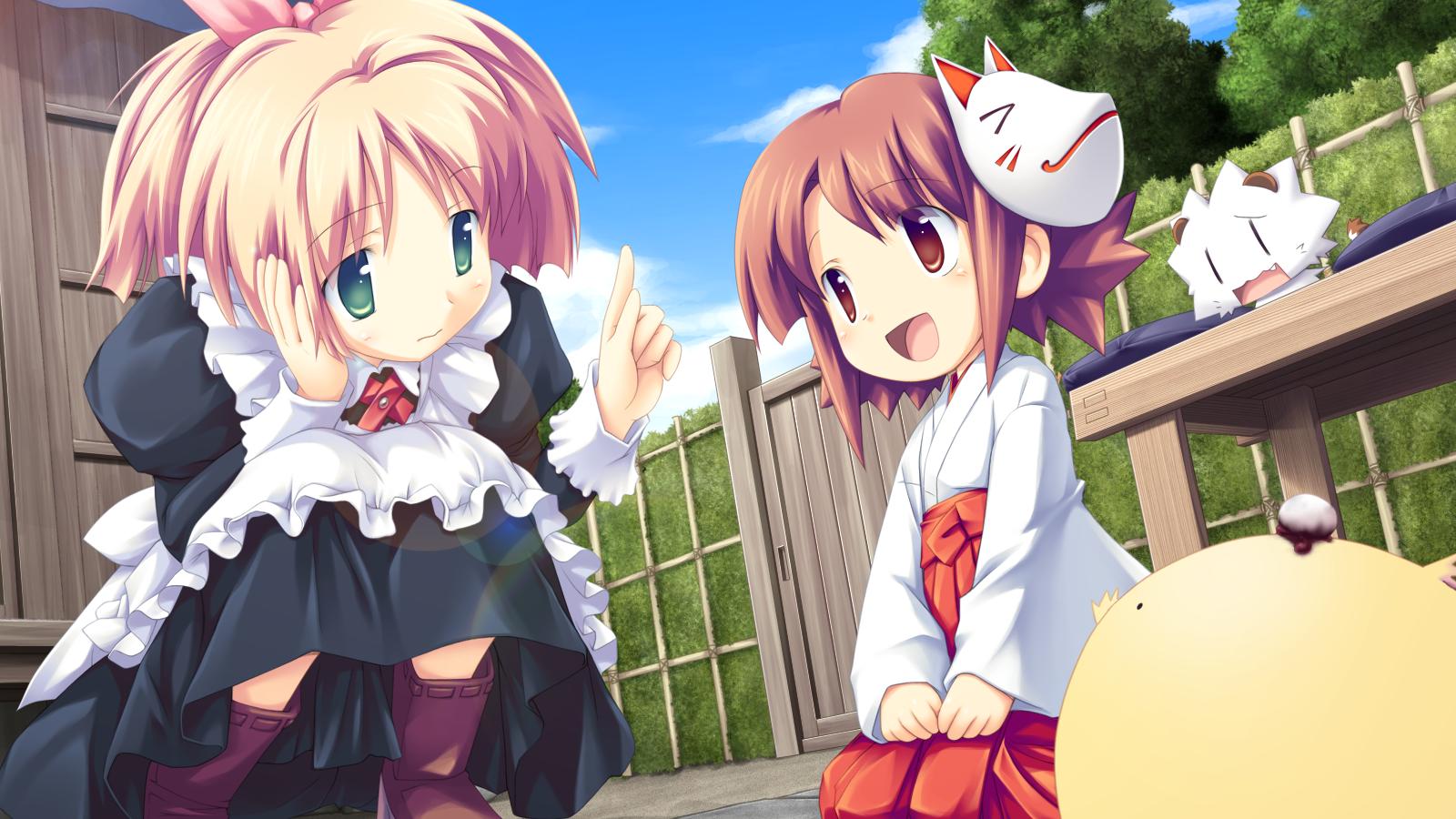 asase_mari, fue, japanese_clothes, maid, miko, rococoworks, tsujiura_ryouko, volume7