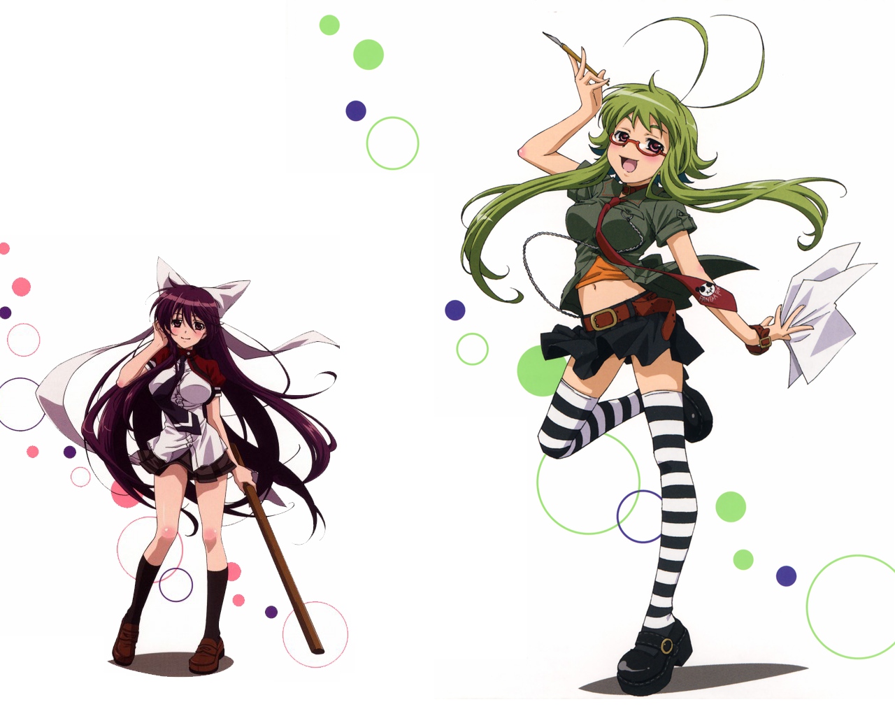 asu_no_yoichi, blush, glasses, green_hair, ikaruga_chihaya, ikaruga_ibuki, long_hair, purple_hair