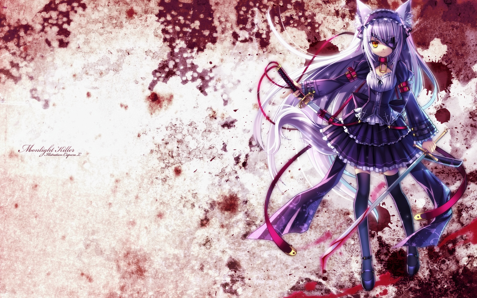 animal_ears, capura_lin, i.s.w., sword, tagme, thighhighs, weapon