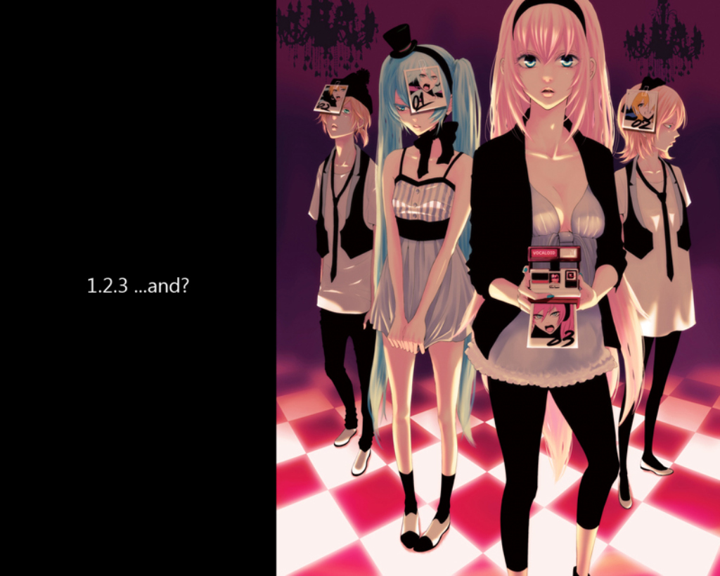 hatsune_miku, kagamine_len, kagamine_rin, male, megurine_luka, vocaloid, yunomi