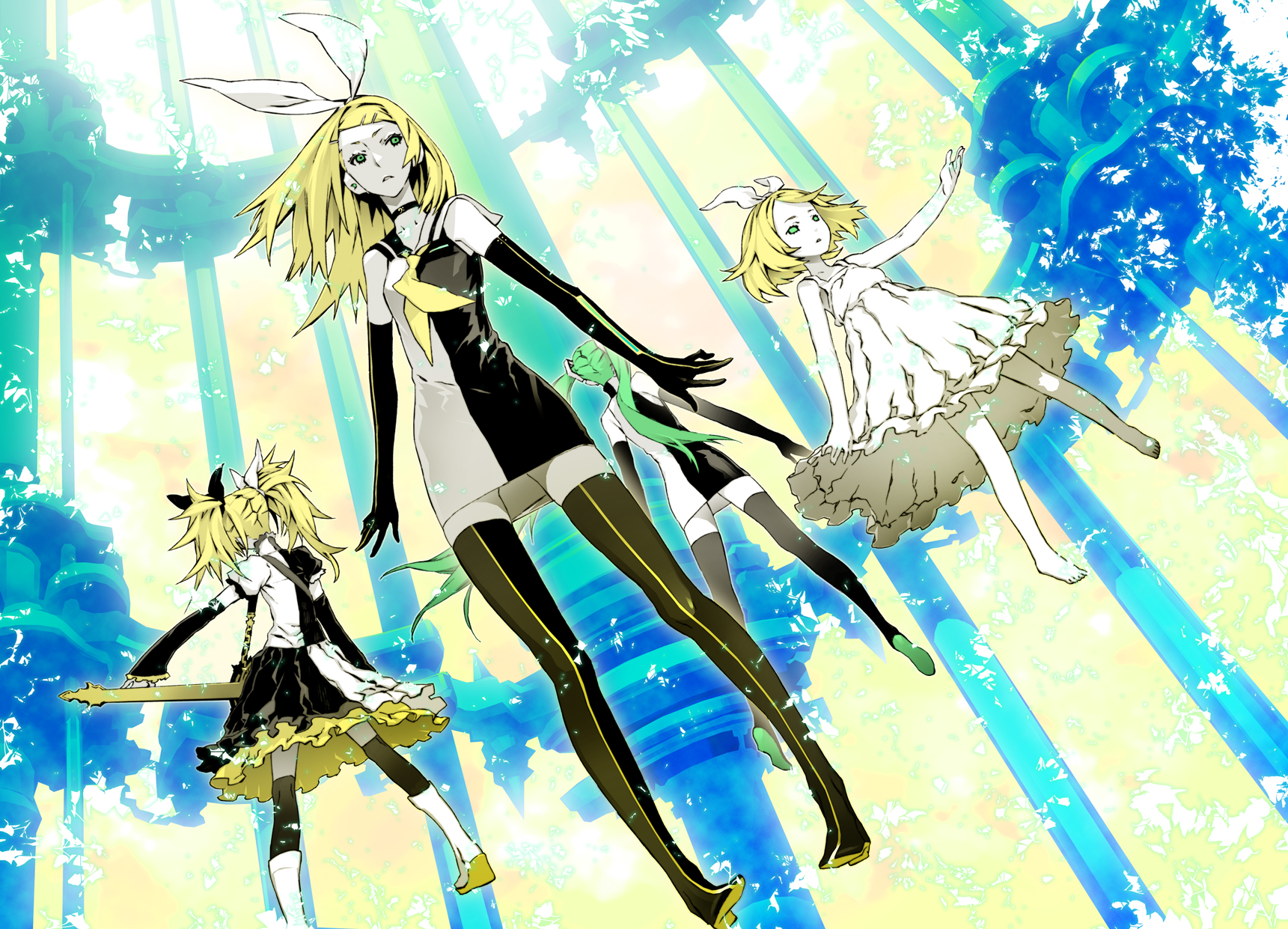 hatsune_miku, kagamine_rin, meltdown_(vocaloid), miwa_shirow, vocaloid