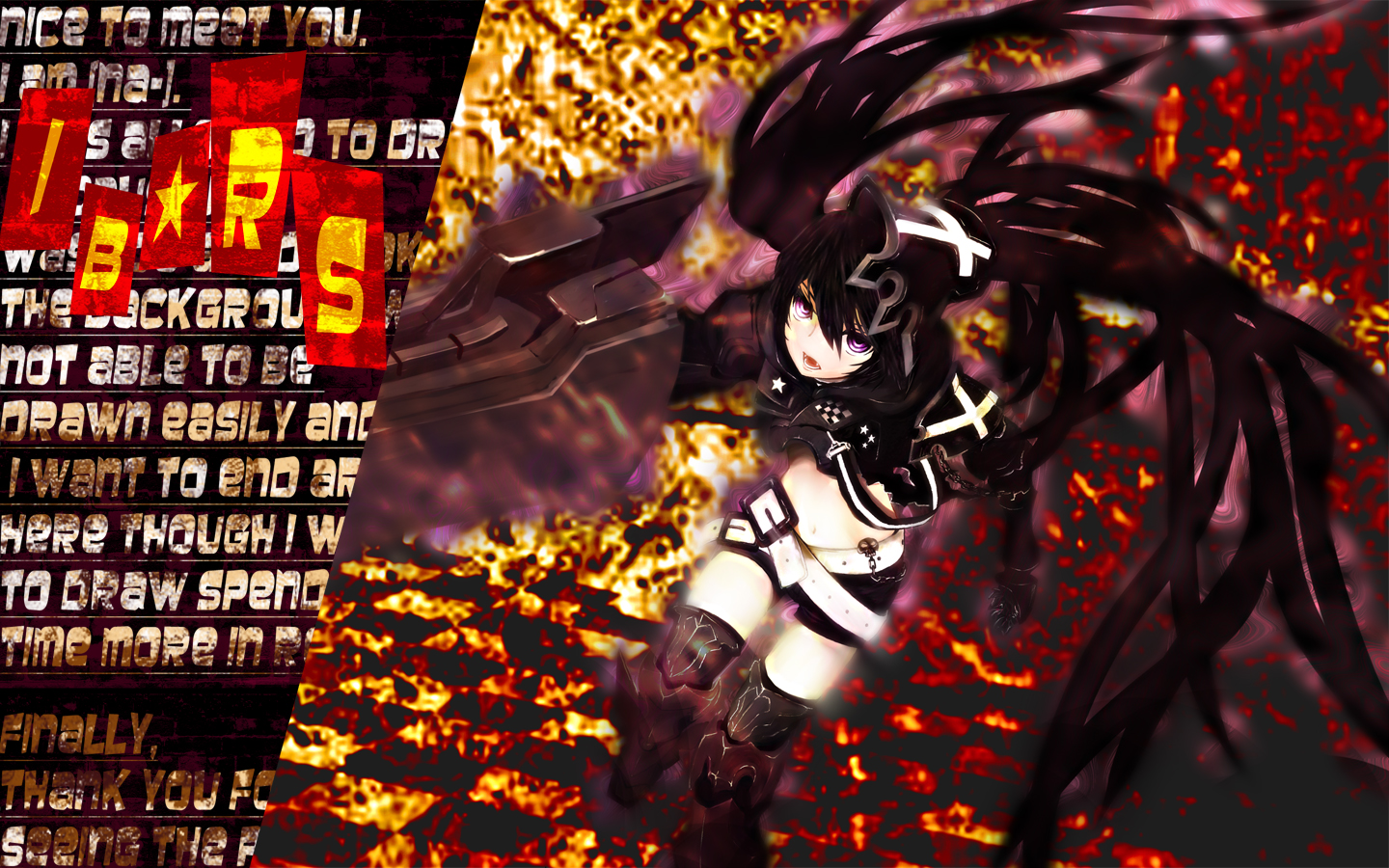 black_rock_shooter, gun, insane_black_rock_shooter, mokyutan, weapon