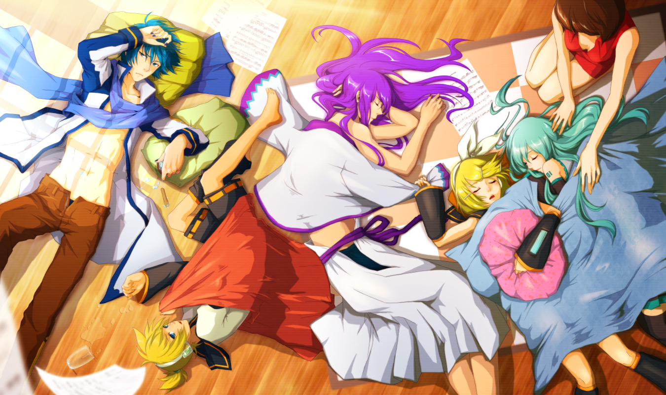 group, hatsune_miku, kagamine_len, kagamine_rin, kaito, kamui_gakupo, male, meiko