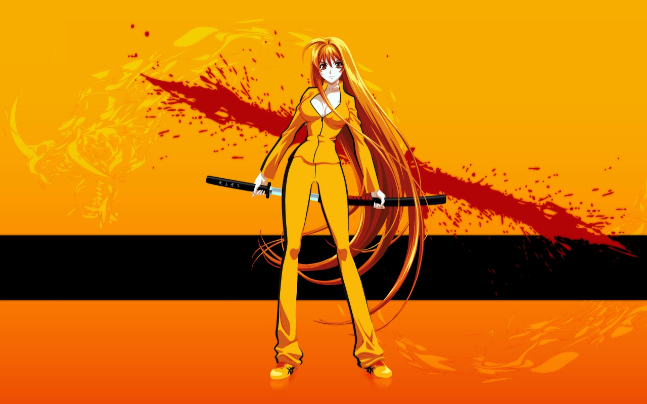 blood, kill_bill, natsume_aya, orange, parody, sword, tenjou_tenge, weapon