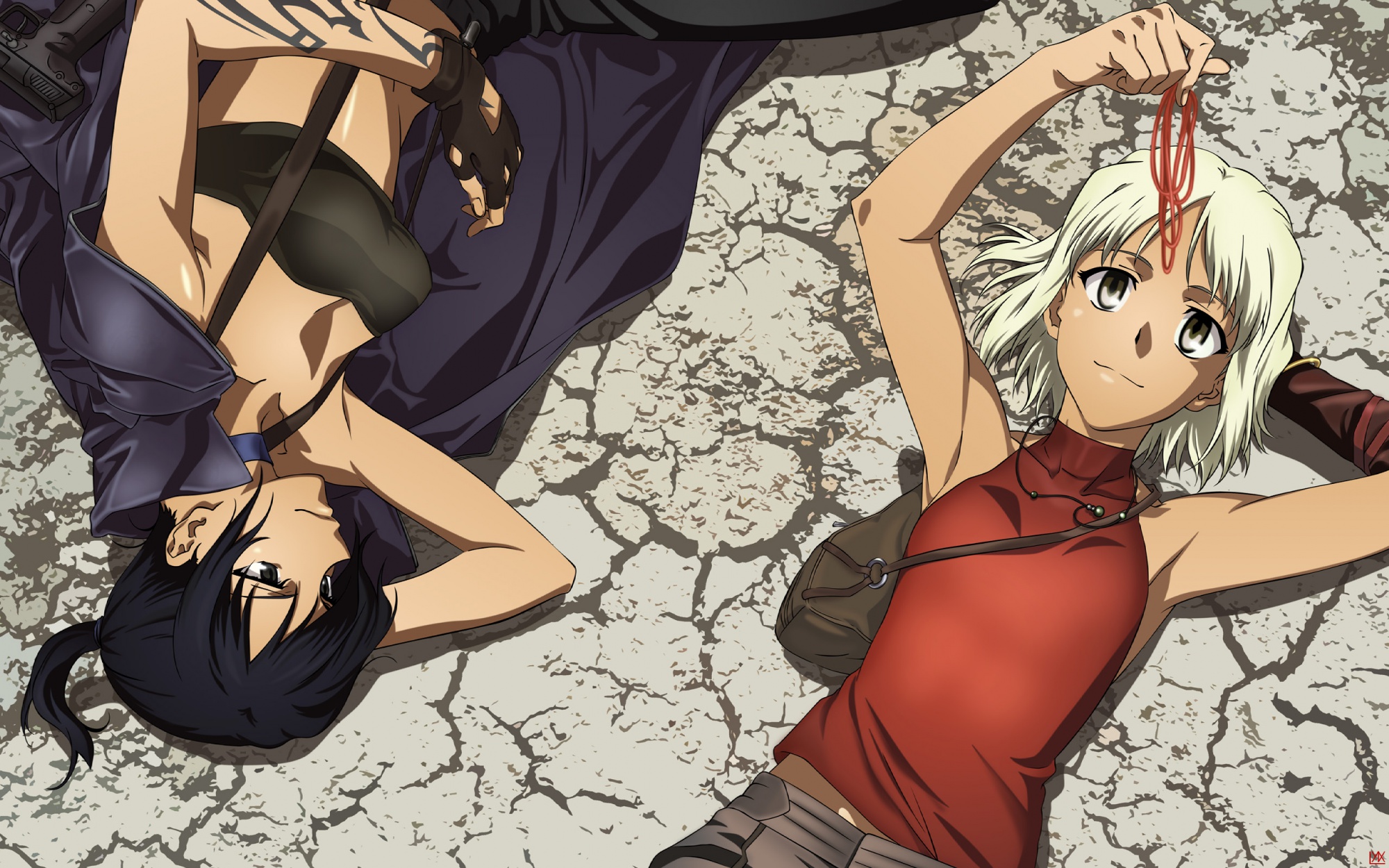 alphard, blue_hair, canaan, canaan_(character), dark_skin, short_hair, vector, white_hair