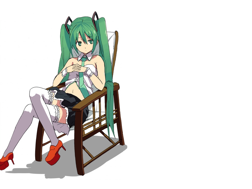 hatsune_miku, hyakuen_raitaa, vocaloid, white