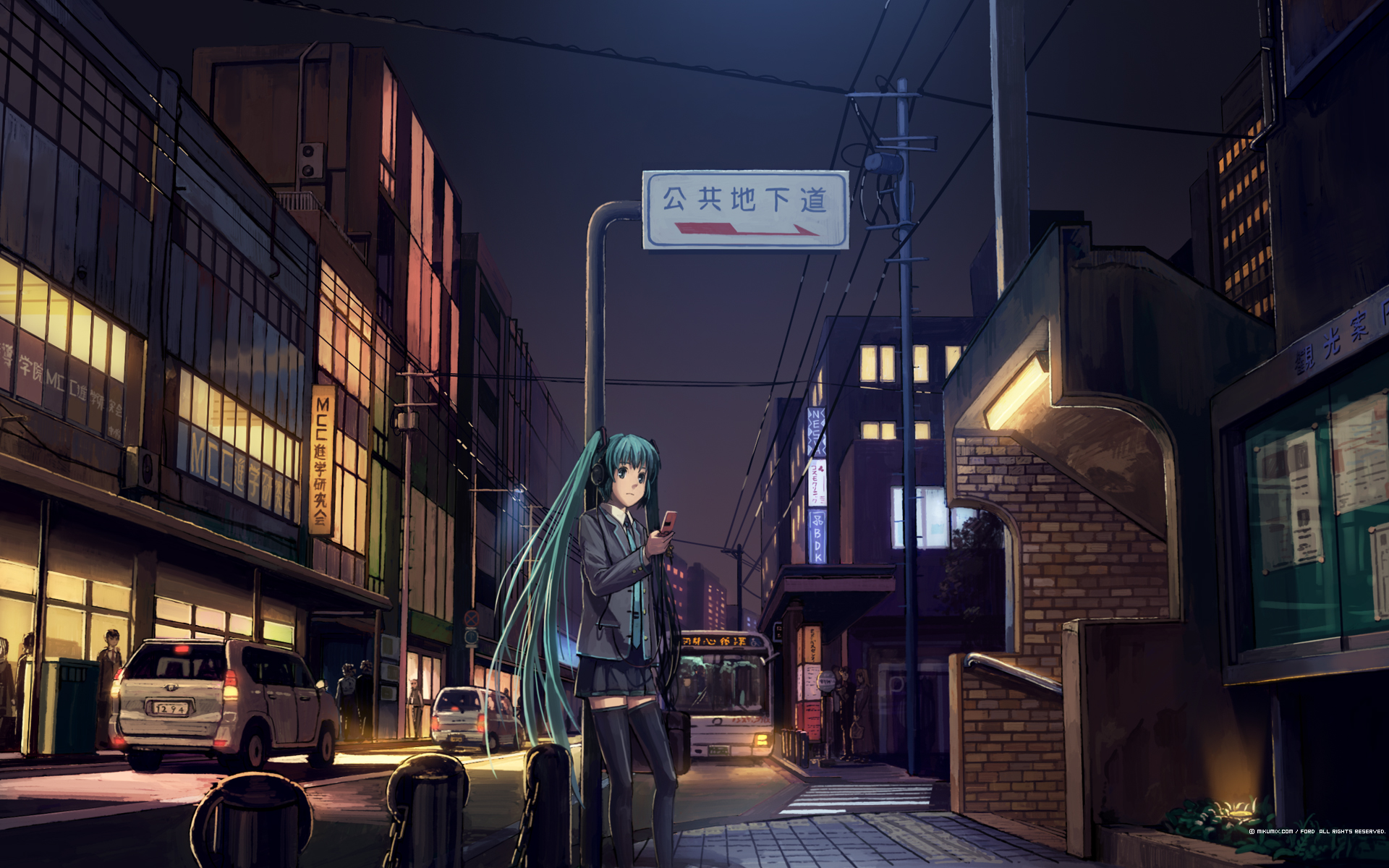 aqua_eyes, aqua_hair, fo~do, hatsune_miku, headphones, mikumix, thighhighs, vocaloid