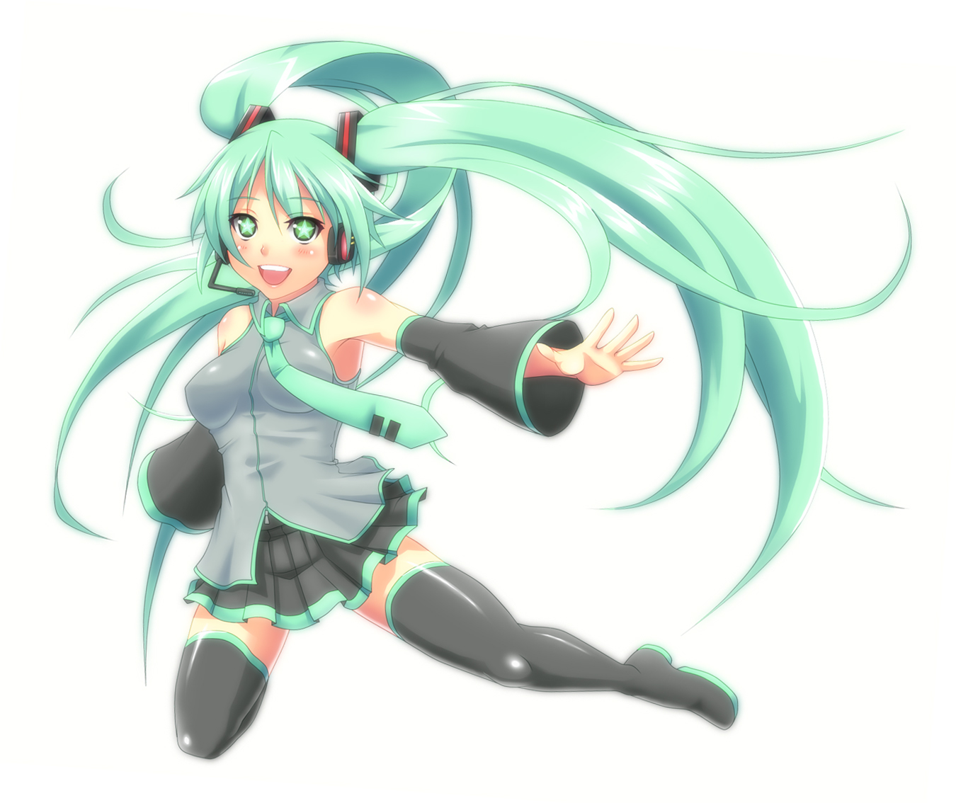 hatsune_miku, headphones, surume_(pixiv7558), twintails, vocaloid, white