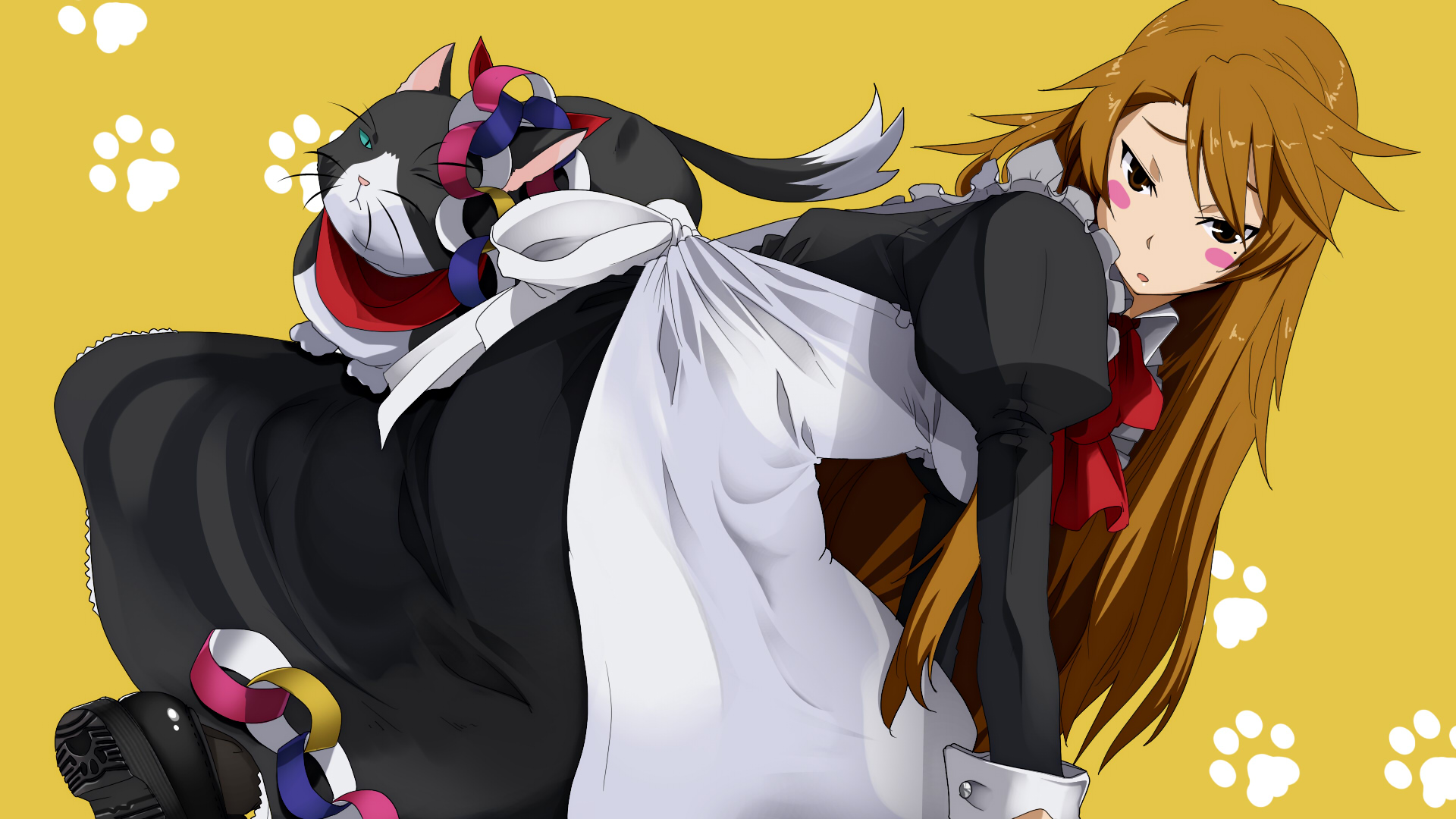 animal, cat, kunpuu_chaya, maid, nyamsas, nyan_koi!, sumiyoshi_kanako, yellow