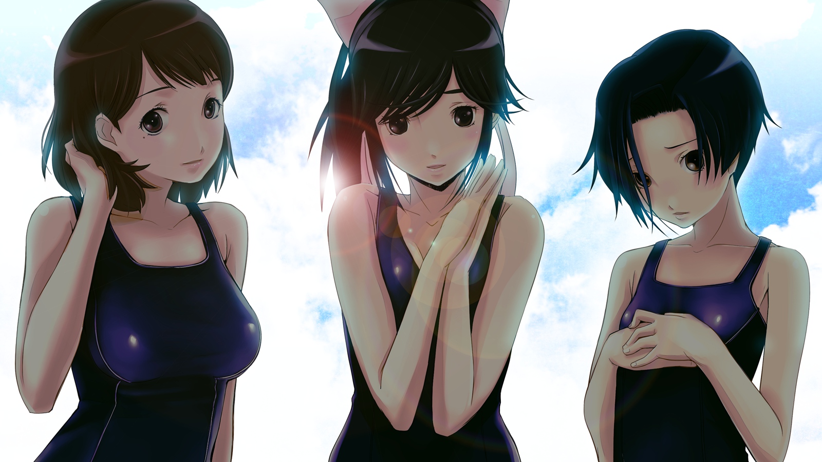 anegasaki_nene, gassun, kobayakawa_rinko, love_plus, swimsuit, takane_manaka
