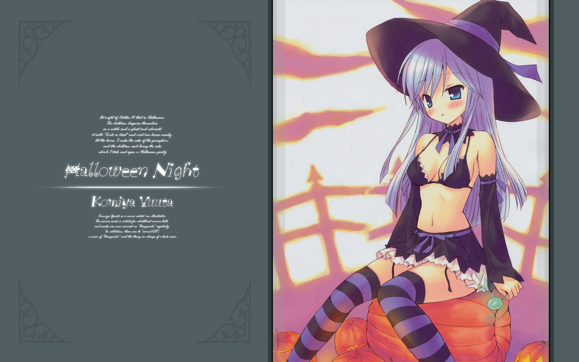 halloween, komiya_yuuta, thighhighs, witch