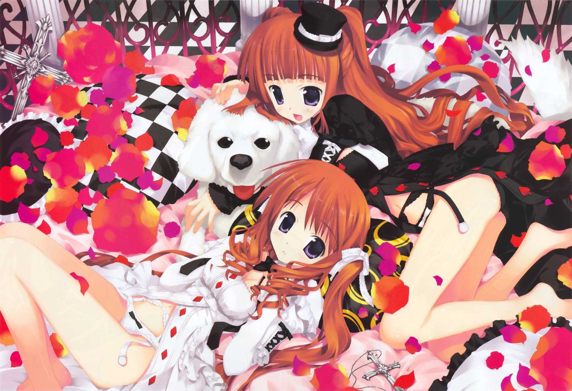 2girls, fujima_takuya, garter_belt, girls_avenue, goth-loli, lolita_fashion, long_hair, panties