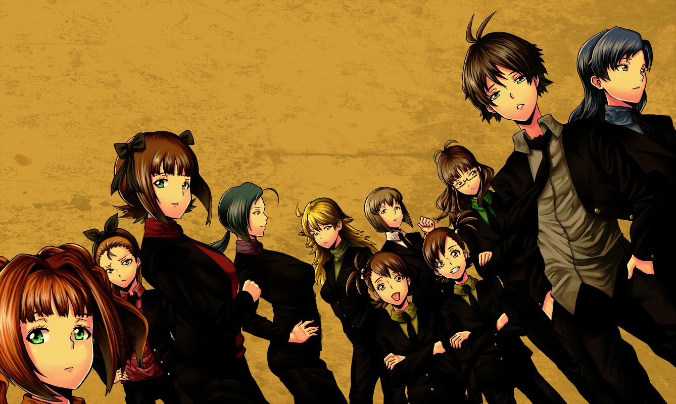 akizuki_ritsuko, amami_haruka, amanooni_touri, futami_ami, futami_mami, group, hagiwara_yukiho, hoshii_miki, idolmaster, kikuchi_makoto, kisaragi_chihaya, minase_iori, miura_azusa, suit, takatsuki_yayoi, twins