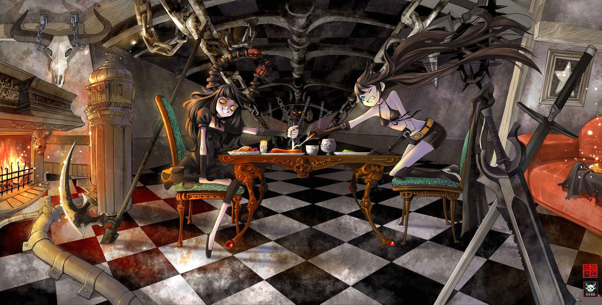 black_rock_shooter, grayfair, kuroi_mato, takanashi_yomi