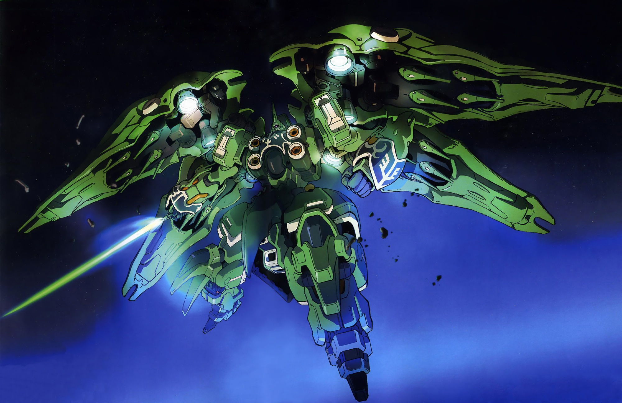 kshatriya, mecha, mobile_suit_gundam, mobile_suit_gundam_unicorn, scan, space
