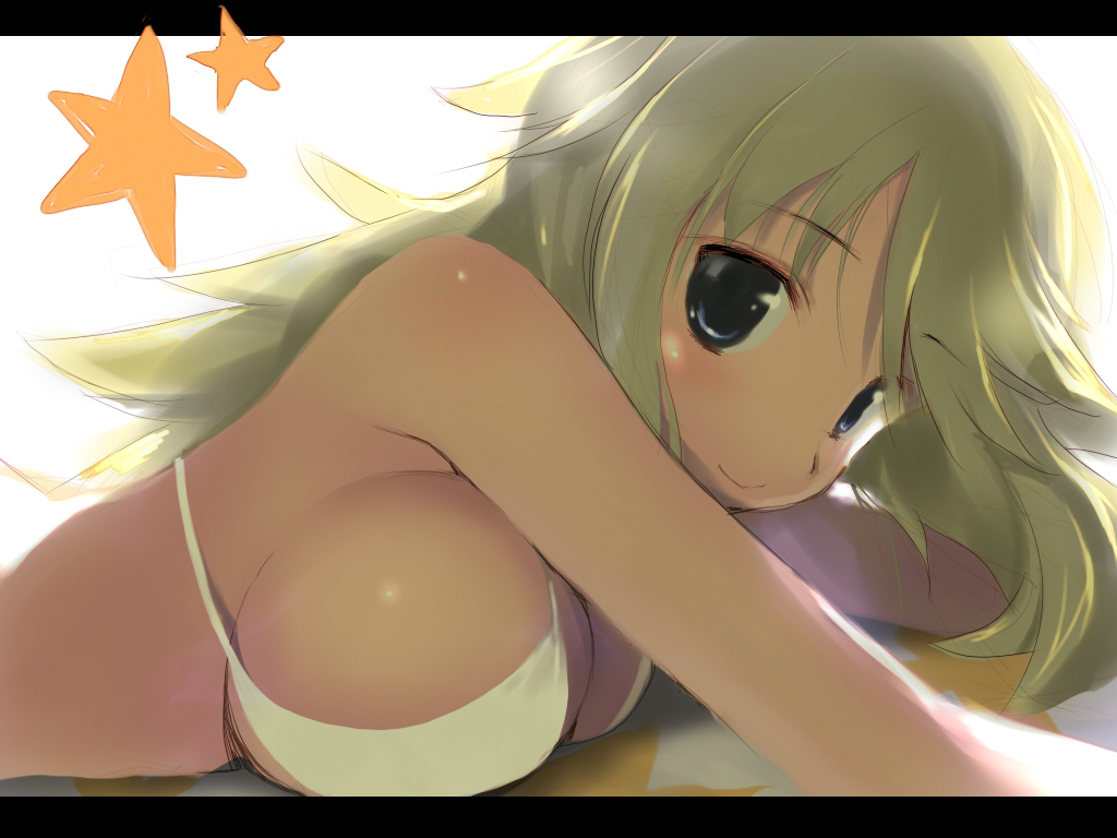 bikini, blonde_hair, blue_eyes, breasts, hoshii_miki, idolmaster, long_hair, swimsuit, ui_(kirin)