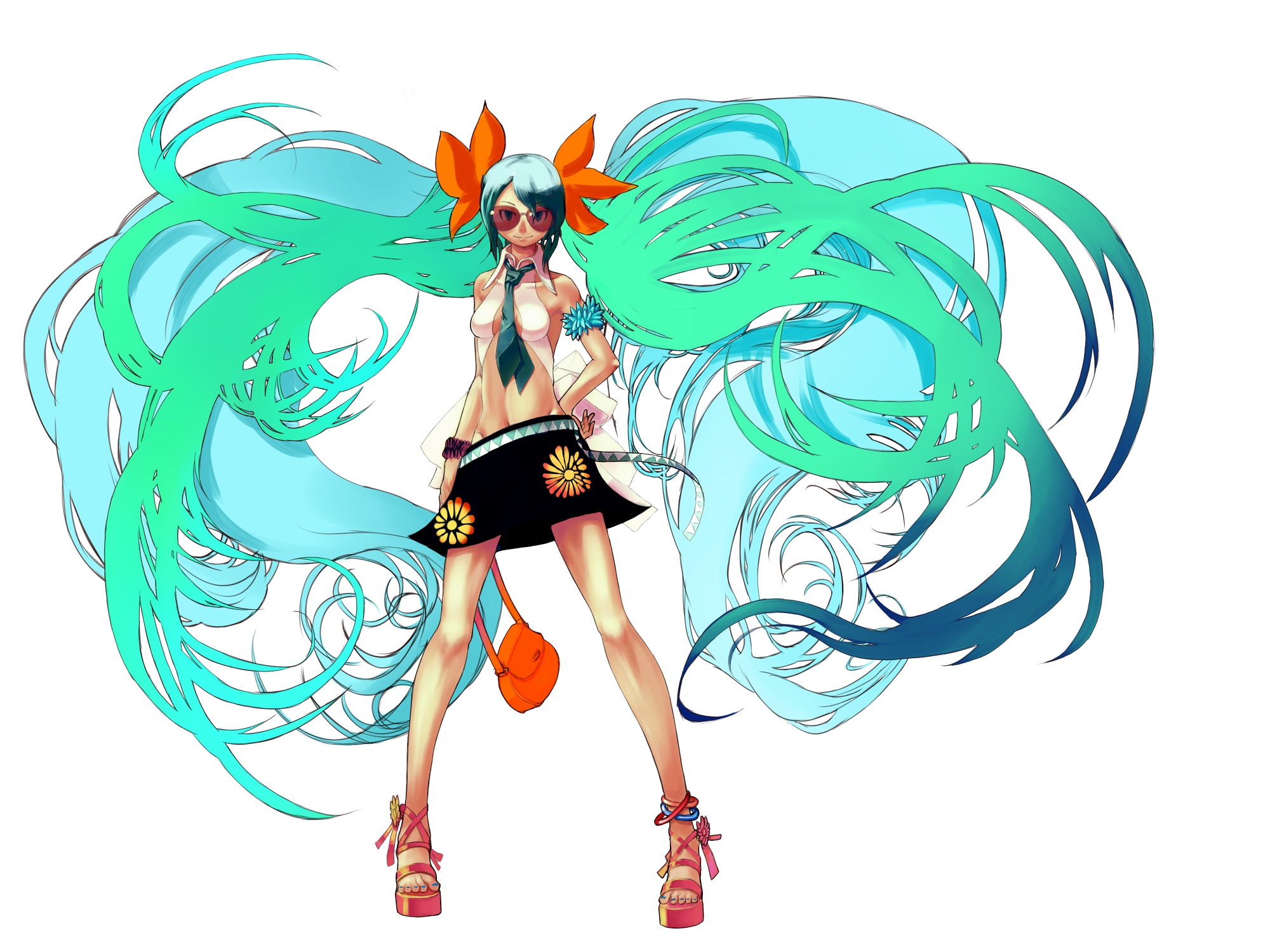 hatsune_miku, kansou_samehada, vocaloid, white
