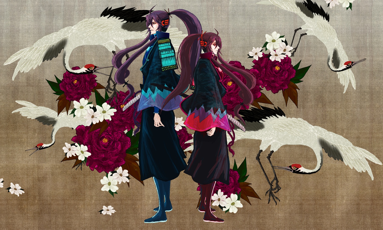 japanese_clothes, kamui_gakuko, kamui_gakupo, male, vocaloid