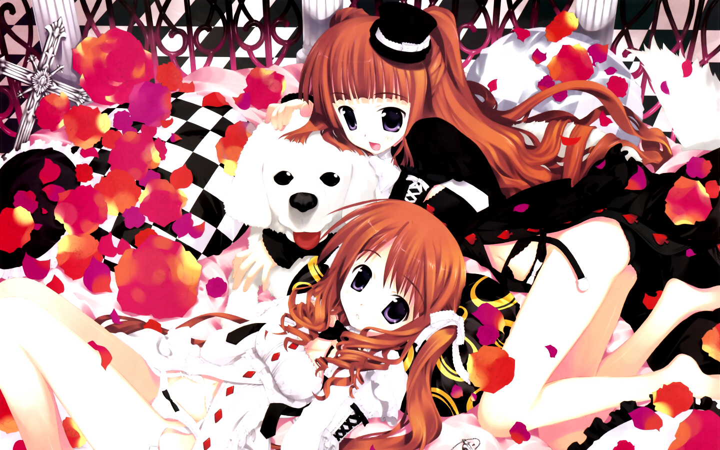 2girls, fujima_takuya, garter_belt, girls_avenue, goth-loli, lolita_fashion, long_hair, panties