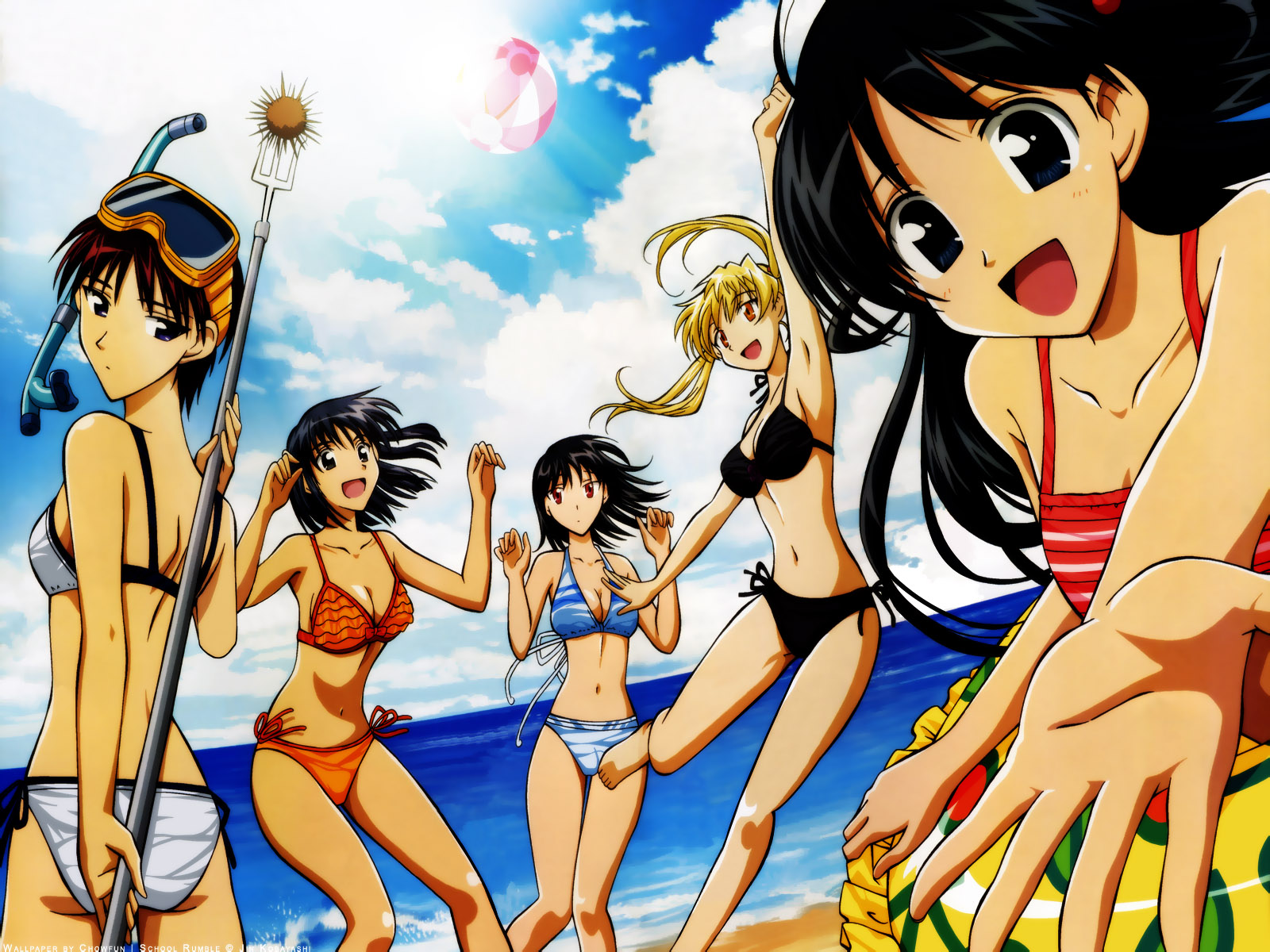 sawachika_eri, school_rumble, suou_mikoto, swimsuit, takano_akira, tsukamoto_tenma, tsukamoto_yakumo