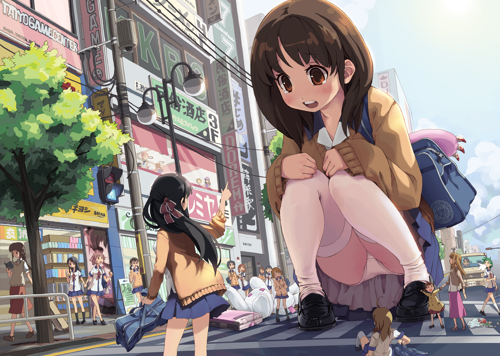 brown_eyes, brown_hair, lena_(zoal), panties, tagme, thighhighs, underwear