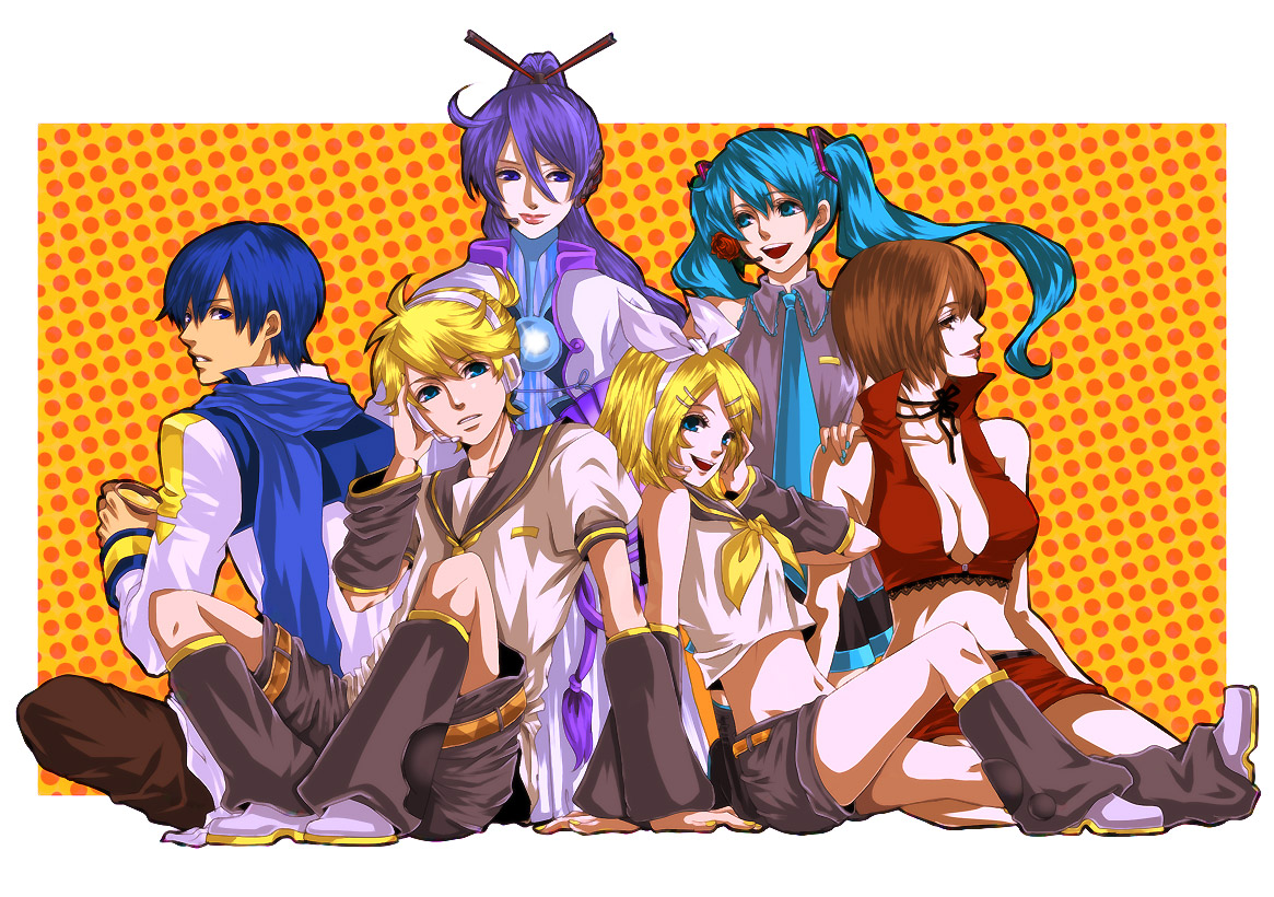 chiru_(sanifani), group, hatsune_miku, kagamine_len, kagamine_rin, kaito, kamui_gakupo, male, meiko, vocaloid