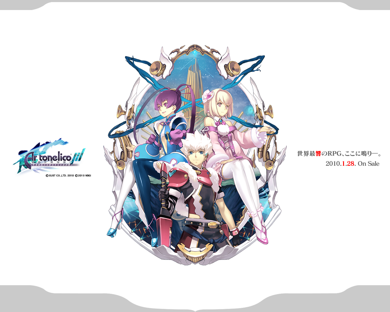aoto_(ar_tonelico), ar_tonelico, ar_tonelico_iii, armor, blonde_hair, blue_eyes, bow, finnel