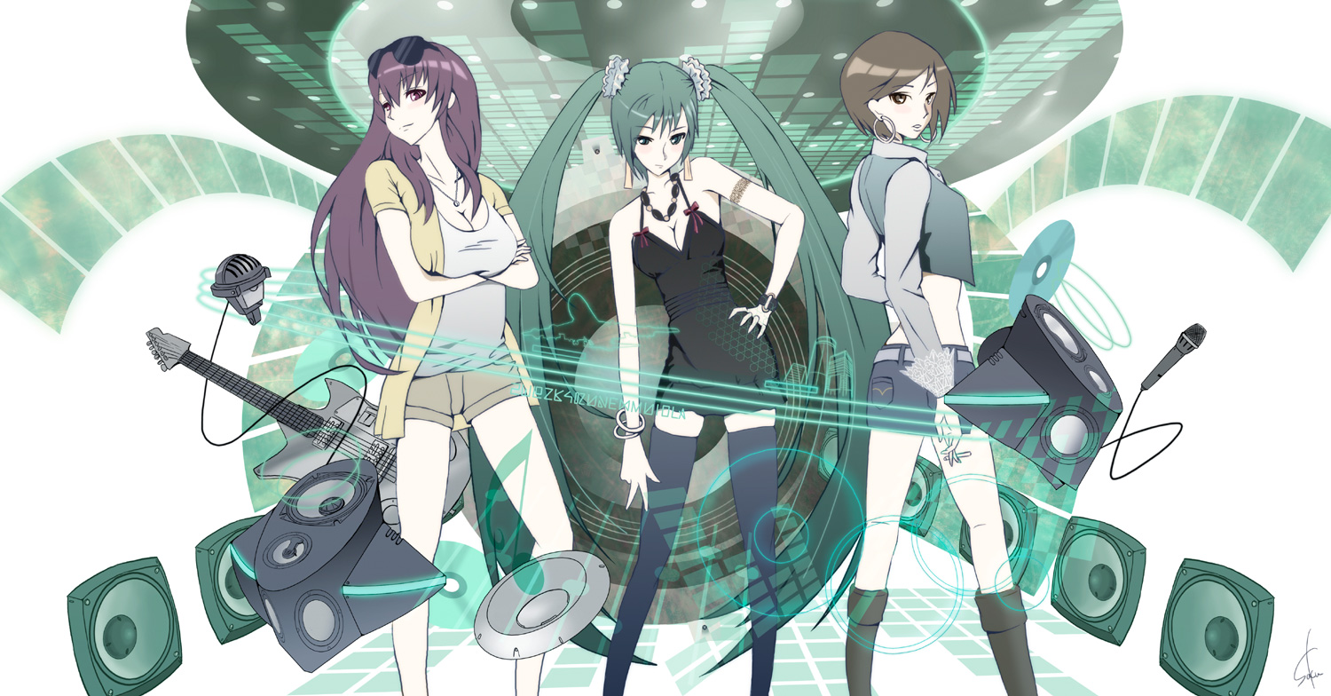 hatsune_miku, megurine_luka, meiko, saku_(saku9595), twintails, vocaloid