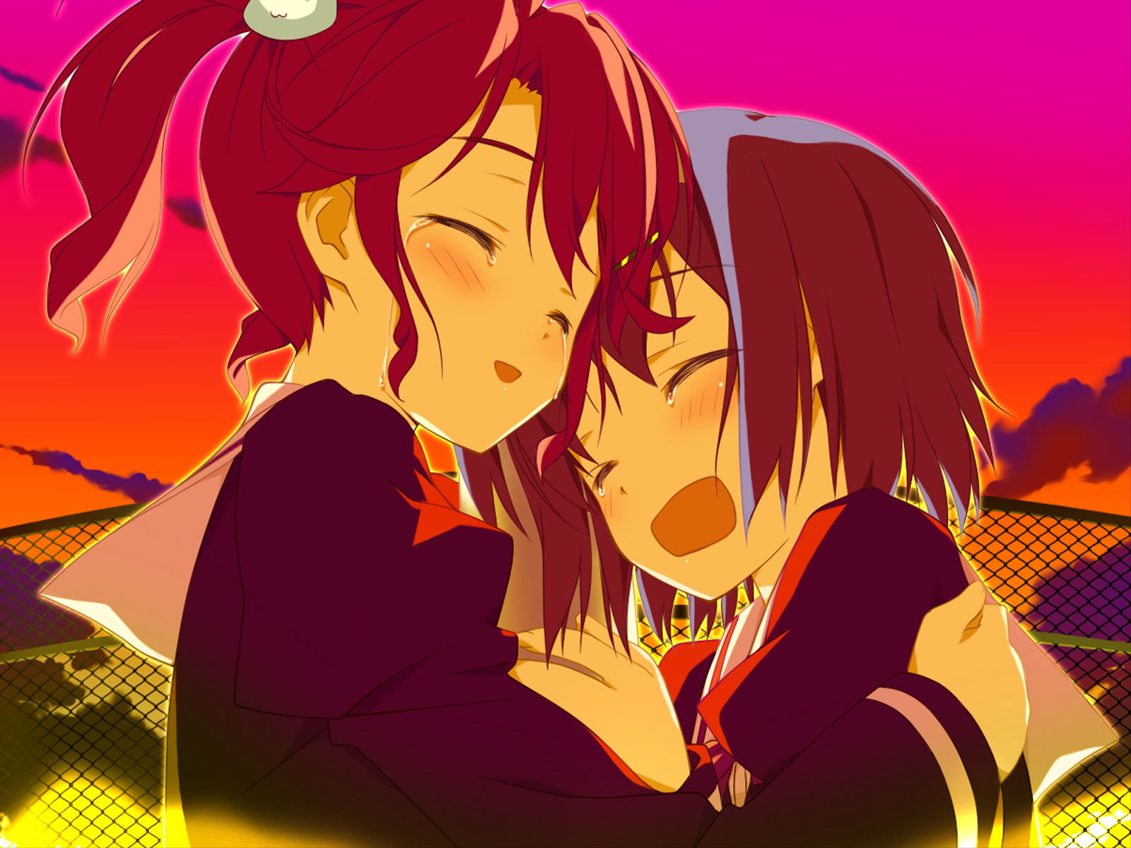 aoi_isuzu, blue_hair, favorite, game_cg, hoshizora_no_memoria, kogasaka_chinami, pink_hair, school_uniform