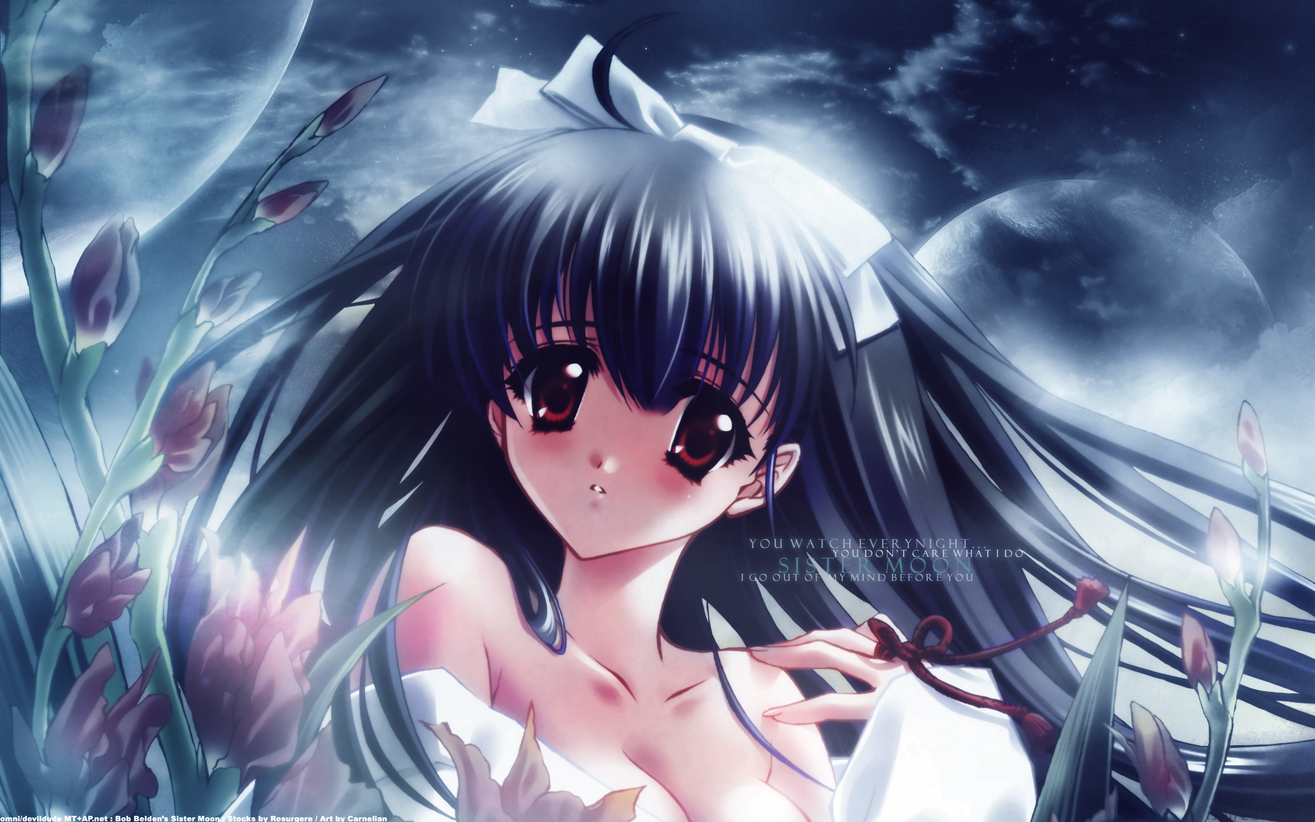carnelian, kawakabe_momoka, long_hair, red_eyes, ribbons, touka_gettan