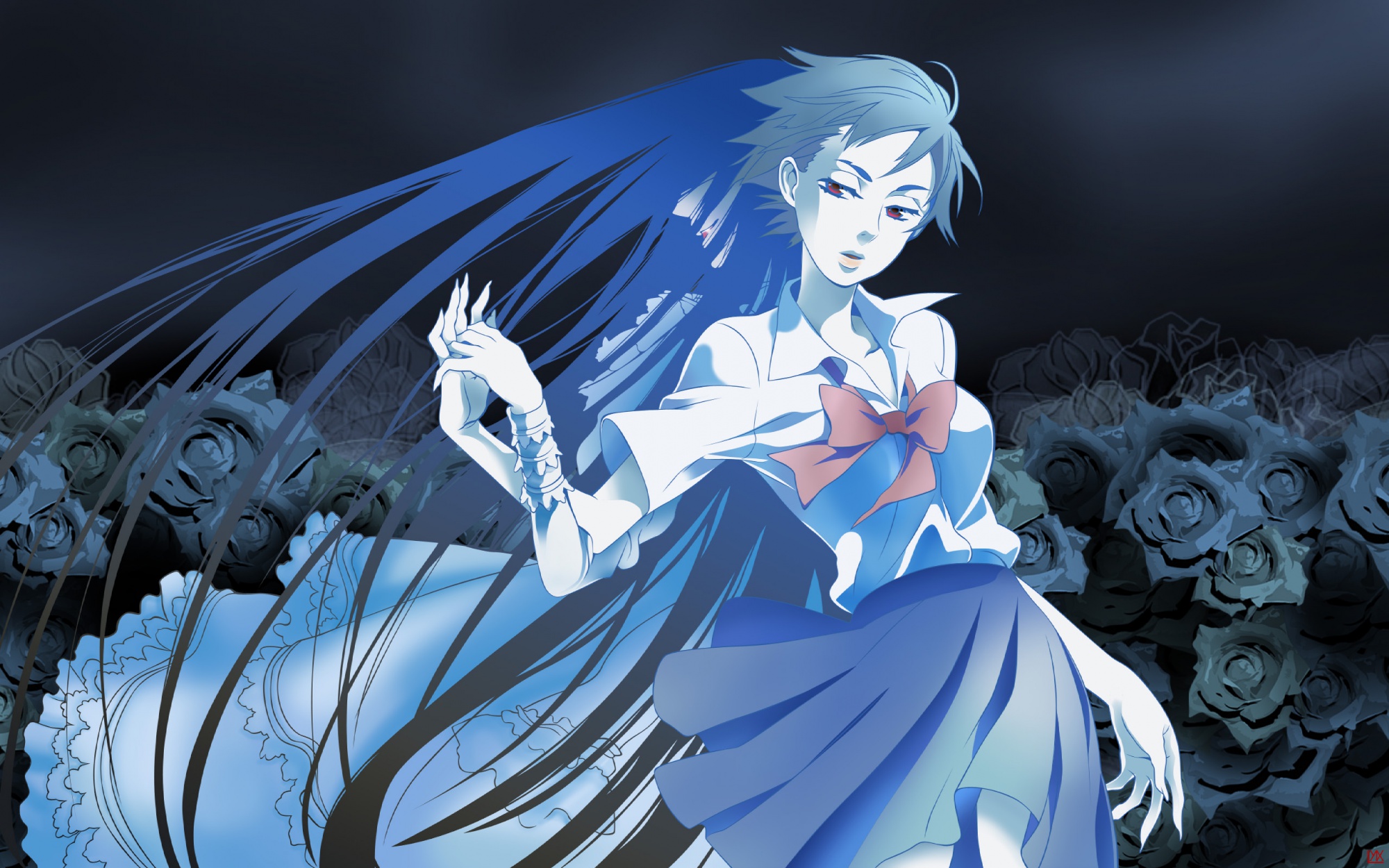 blood_(anime), blue, diva, otonashi_saya, polychromatic, school_uniform, twins, vampire