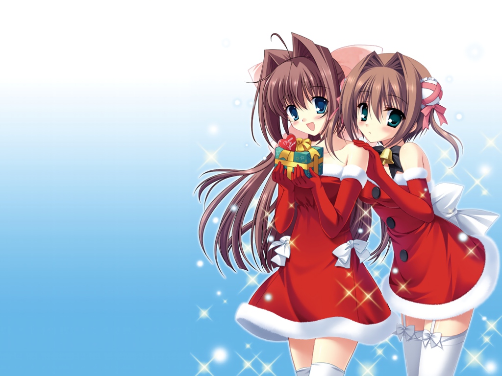 asakura_otome, asakura_yume, christmas, da_capo, da_capo_ii, thighhighs
