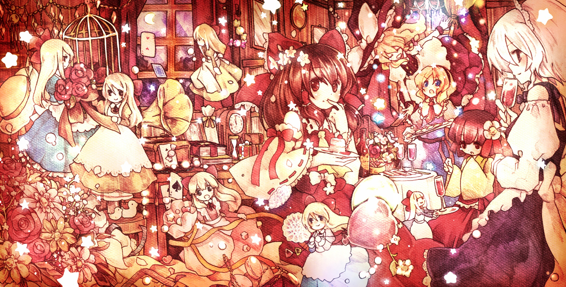 alice_margatroid, doll, group, hakurei_reimu, hanada_hyou, hieda_no_akyuu, izayoi_sakuya, japanese_clothes
