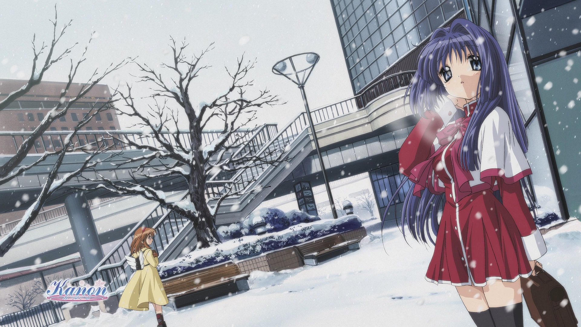 kanon, minase_nayuki, snow, thighhighs, tsukimiya_ayu, winter