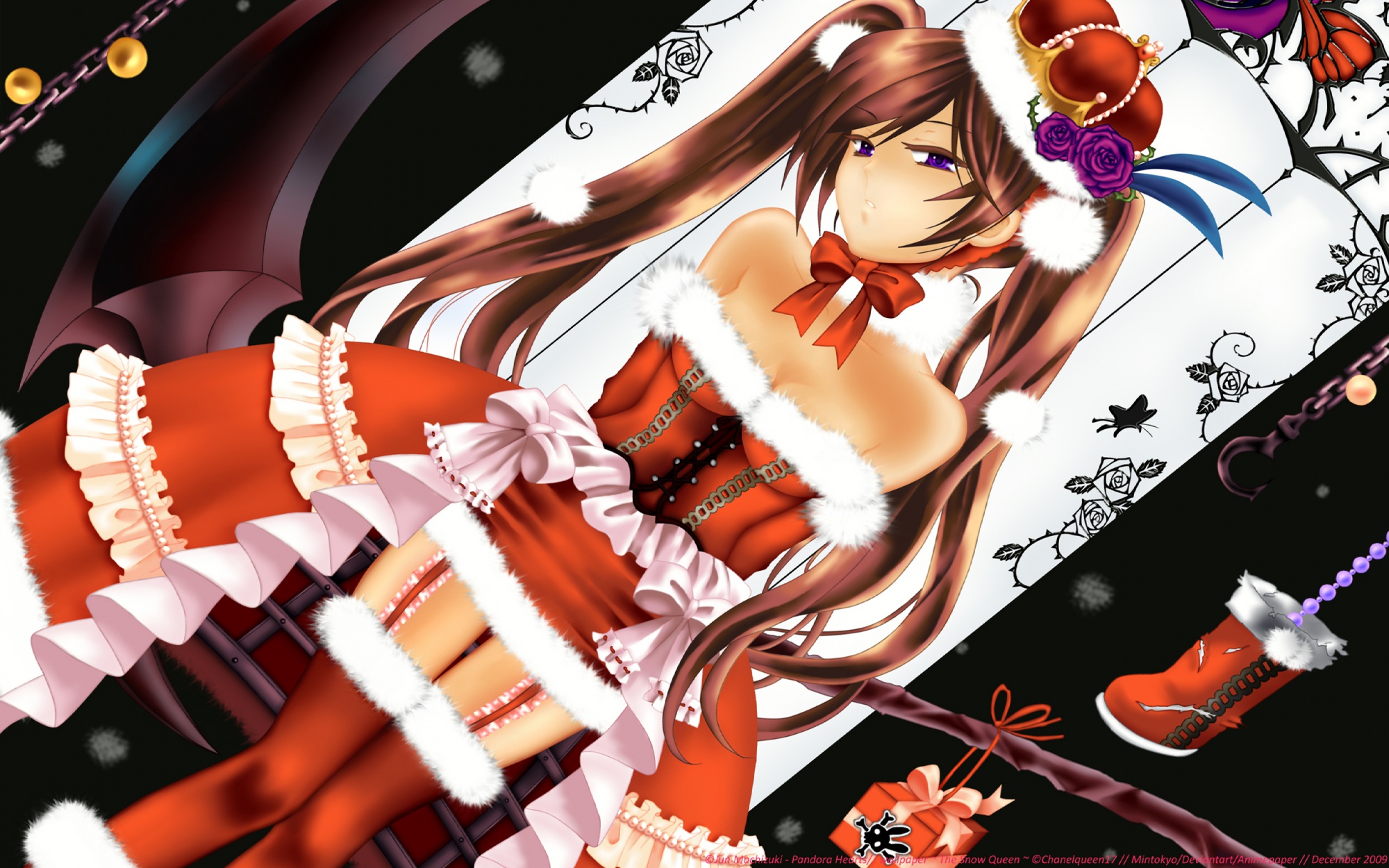 alice_(pandora_hearts), christmas, long_hair, pandora_hearts, santa_costume, thighhighs, twintails