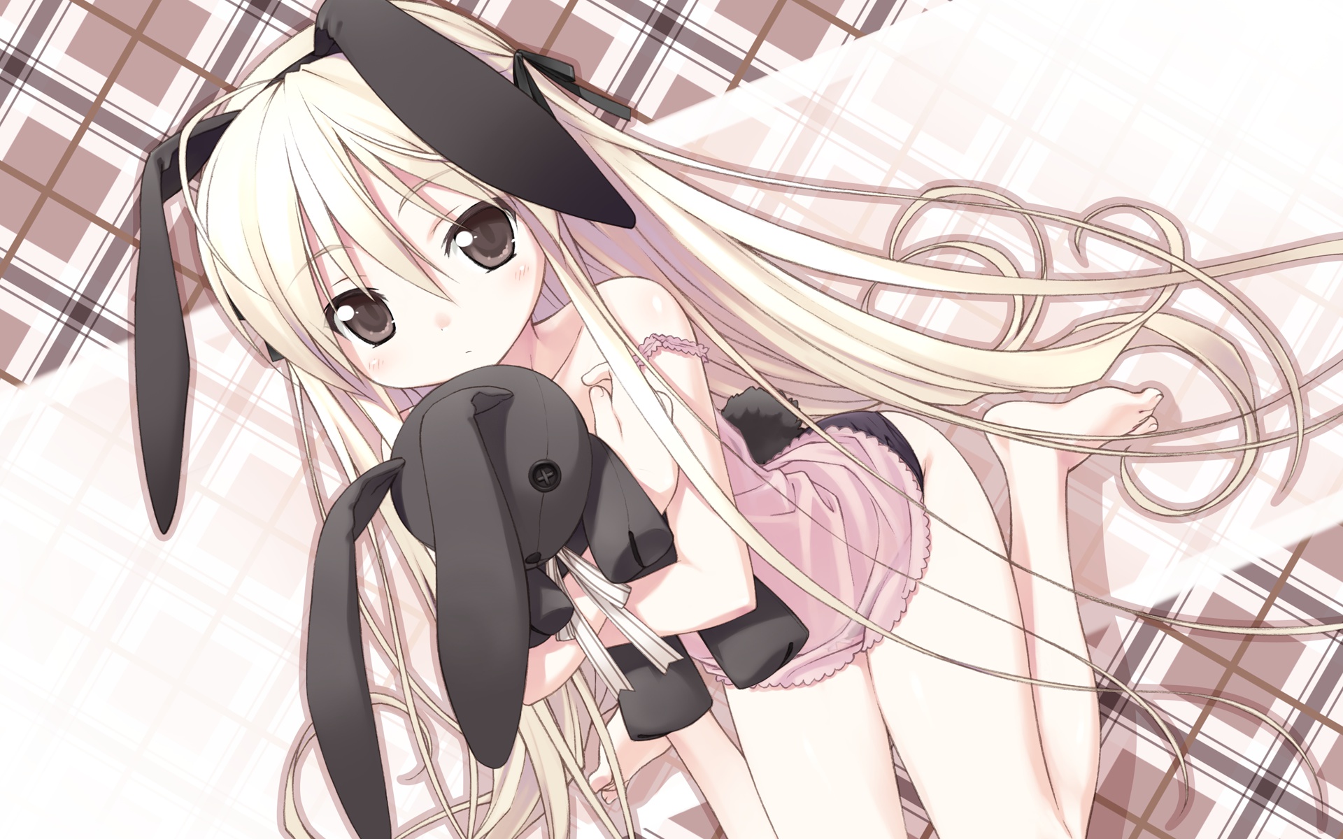 akatsuki_mao, animal_ears, bunny_ears, bunnygirl, duplicate, kasugano_sora, panties, underwear, yosuga_no_sora