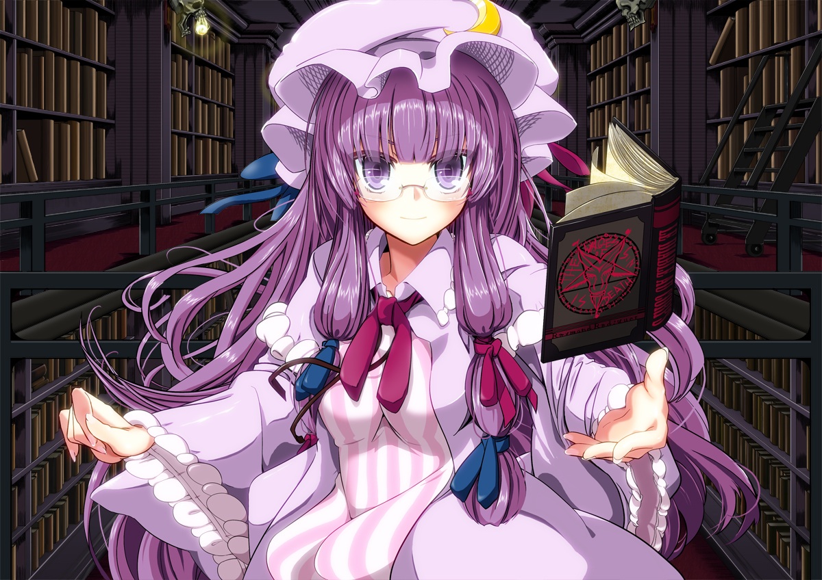 book, glasses, hebata, mage, patchouli_knowledge, purple_eyes, purple_hair, touhou